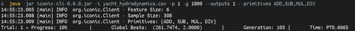 An example of running the CLI with the minimum number of parameters